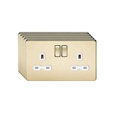 Knightsbridge Presa Doppia 13 A, Ottone Lucido Knightsbridge Presa Doppia 13 A, Ottone Lucido