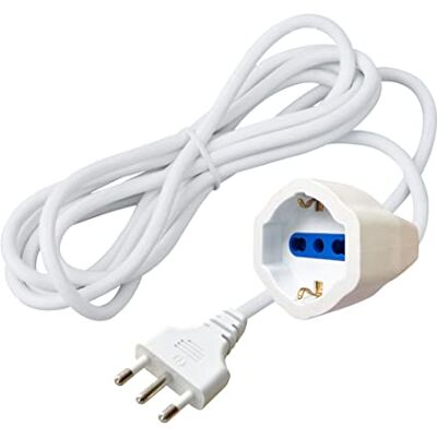 Techly 366099 Cavo Prolunga Alimentazione Italiana 16A Maschio/Schuko Femmina 3 Metri Bianco Bianco Techly 366099 Cavo Prolunga Alimentazione Italiana 16A Maschio/Schuko Femmina 3 Metri Bianco Bianco