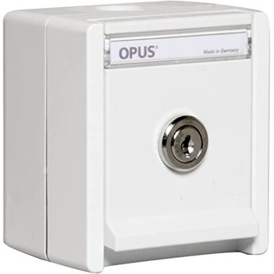 Opus ® RESIST Presa con contatto di protezione 1 presa con serratura e chiusura "1", colore bianco puro Opus ® RESIST Presa con contatto di protezione 1 presa con serratura e chiusura "1", colore bianco puro