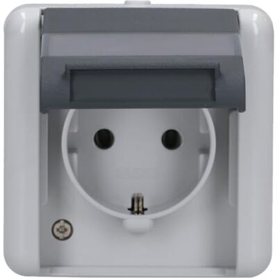 Presa elettrica Jung 820NAW - 2 contatti attivi, IP44, Montaggio superficiale Presa elettrica Jung 820NAW - 2 contatti attivi, IP44, Montaggio superficiale