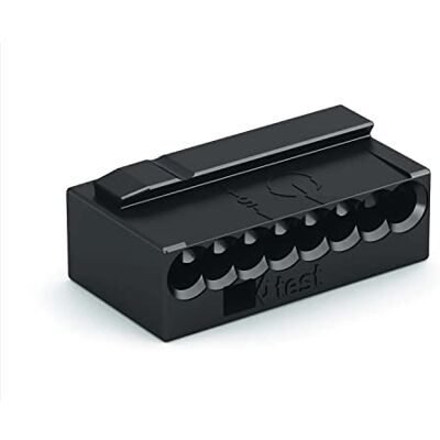 WAGO ® Morsetto micro per scatola di collegamento, 8 conduttori, nero, (50 pezzi) WAGO ® Morsetto micro per scatola di collegamento, 8 conduttori, nero, (50 pezzi)