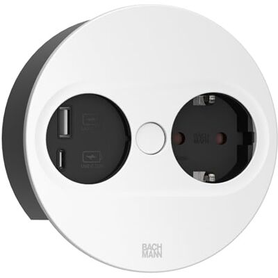 Bachmann Presa da incasso Twist 2 rotonda, 1 presa con cavo USB A e USB C da 2 m, per cucina e ufficio, bianco 946.204 (con apertura automatica e rivestimento anti-impronte Bachmann Presa da incasso Twist 2 rotonda, 1 presa con cavo USB A e USB C da 2 m, per cucina e ufficio, bianco 946.204 (con apertura automatica e rivestimento anti-impronte