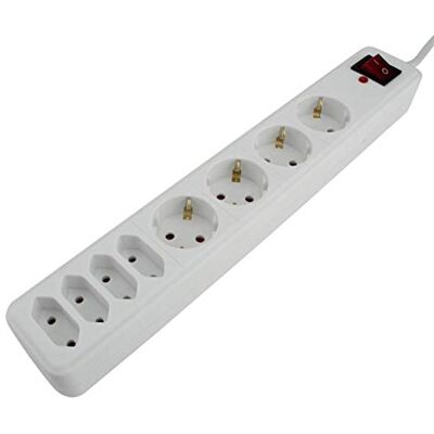 Unitec Ciabatta elettrica con interruttore 4 + 4 prese, 1,5 m, H05VV-F3G 1,5 mm², ws Unitec Ciabatta elettrica con interruttore 4 + 4 prese, 1,5 m, H05VV-F3G 1,5 mm², ws