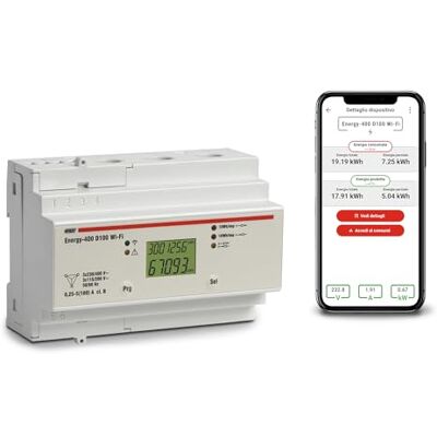 VEMER ENERGY-400 D100 Contatore Energia Elettrica WiFi per Sistemi Trifase, Misuratore Consumo Elettrico con APP, Installazione su Barra DIN, Bianco VEMER ENERGY-400 D100 Contatore Energia Elettrica WiFi per Sistemi Trifase, Misuratore Consumo Elettrico con APP, Installazione su Barra DIN, Bianco