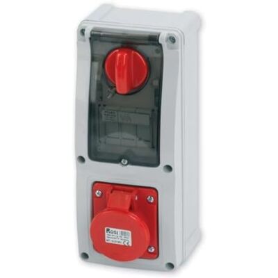 ROSI Presa interbloccata verticale con sezionatore interruttore, con fondo, con portafusibile, 380V, 4 poli 3P+T, 32A, IP54 16.3334R6 ROSI Presa interbloccata verticale con sezionatore interruttore, con fondo, con portafusibile, 380V, 4 poli 3P+T, 32A, IP54 16.3334R6