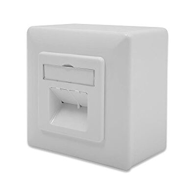 Digitus Scatola di giunzione Cat-6A 2 porte RJ45 presa di rete montata su superficie alimentazione verticale pronta per il design bianco puro Digitus Scatola di giunzione Cat-6A 2 porte RJ45 presa di rete montata su superficie alimentazione verticale pronta per il design bianco puro