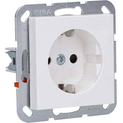 GIRA Presa Schuko con sistema di protezione da contatto 55, colore: Bianco puro lucido GIRA Presa Schuko con sistema di protezione da contatto 55, colore: Bianco puro lucido