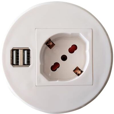 Techly 361704 Presa da Scrivania ad Incasso con 2 Prese USB Bianco Techly 361704 Presa da Scrivania ad Incasso con 2 Prese USB Bianco