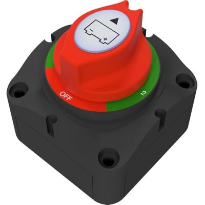 Offgridtec Interruttore di selezione della batteria per sistemi da 12 V/24 V/36 V, corrente continua 200 A, connettori M8, interruttori rotativi 1-2 AUS per doppi circuiti, resistente all'umidità e ai Offgridtec Interruttore di selezione della batteria per sistemi da 12 V/24 V/36 V, corrente continua 200 A, connettori M8, interruttori rotativi 1-2 AUS per doppi circuiti, resistente all'umidità e ai