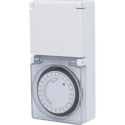 Unitec Timer giornaliero meccanico esterno IP44 analogico bianco 15 minuti di distanza regolabile Unitec Timer giornaliero meccanico esterno IP44 analogico bianco 15 minuti di distanza regolabile