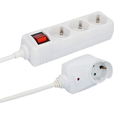 Unitec Ciabatta elettrica con 3 prese e presa aggiuntiva con interruttore, 2 m, colore: Bianco Unitec Ciabatta elettrica con 3 prese e presa aggiuntiva con interruttore, 2 m, colore: Bianco