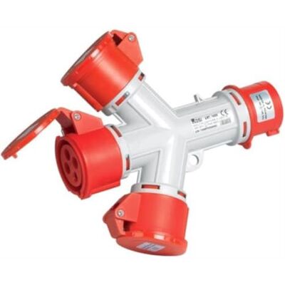 ROSI Moltiplicatore da spina industriale 380V 400V 415V 4 poli 3P+T a 3 prese industriali 380V 400V 415V 4 poli 3P+T, 16A, IP54 1405 ROSI Moltiplicatore da spina industriale 380V 400V 415V 4 poli 3P+T a 3 prese industriali 380V 400V 415V 4 poli 3P+T, 16A, IP54 1405