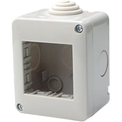 Electron Scatola a montaggio esterno, 2 Moduli/posti, Compatibile con Vimar Plana, IP40 per interno, Grigio, Custodia, Contenitore da parete porta frutti, per interruttori/prese, con passacavi Electron Scatola a montaggio esterno, 2 Moduli/posti, Compatibile con Vimar Plana, IP40 per interno, Grigio, Custodia, Contenitore da parete porta frutti, per interruttori/prese, con passacavi