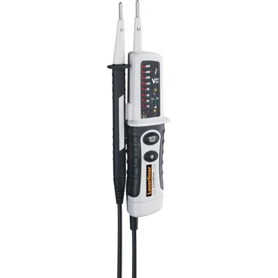 Laserliner Tester di tensione, ActiveMaster, 12-690 V AC/DC, tester a due poli con test sul campo rotante, indicatore di fase, test continuo, scala LED, autotest, IP64 Laserliner Tester di tensione, ActiveMaster, 12-690 V AC/DC, tester a due poli con test sul campo rotante, indicatore di fase, test continuo, scala LED, autotest, IP64