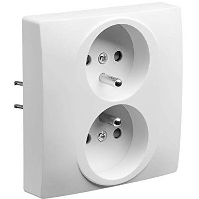 DEBFLEX Presa elettrica 2P+T doppia/1 post Presa da parete 16A con terra e pozzi invertiti Installazione a incasso Bianco 88 x 85 x 45 mm DEBFLEX Presa elettrica 2P+T doppia/1 post Presa da parete 16A con terra e pozzi invertiti Installazione a incasso Bianco 88 x 85 x 45 mm