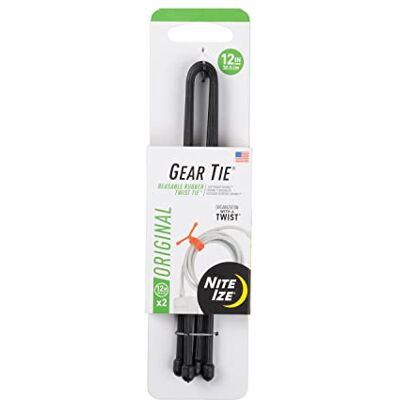 Nite Ize Original Gear, cravatta in gomma riutilizzabile, 30,5 cm, nero, confezione da 2, Made in USA, confezione da 12 Nite Ize Original Gear, cravatta in gomma riutilizzabile, 30,5 cm, nero, confezione da 2, Made in USA, confezione da 12