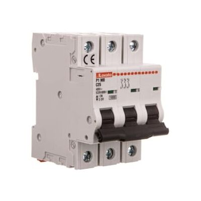 Lovato Interruttore magnetotermico curvo C 3 poli 25A 10 kA, 8,4 x 5,4 x 25 cm, bianco (Referenza: P1MB3PC25) Lovato Interruttore magnetotermico curvo C 3 poli 25A 10 kA, 8,4 x 5,4 x 25 cm, bianco (Referenza: P1MB3PC25)