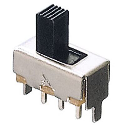 ELCART Deviatore a slitta SPDT unipolare ON-ON per circuito stampato, 30Vdc 0,3A Lup Fung SSB-12F44-G4-NS ELCART Deviatore a slitta SPDT unipolare ON-ON per circuito stampato, 30Vdc 0,3A Lup Fung SSB-12F44-G4-NS