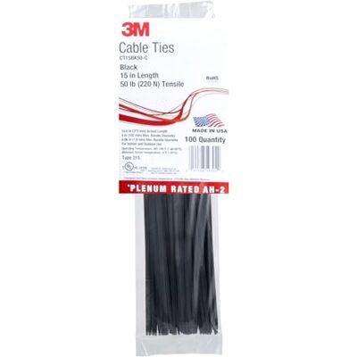 3M CT4BK18-C Confezione da 100 fascette stringicavo (06200), 15" BLACK 50 LB, Nero, 100 3M CT4BK18-C Confezione da 100 fascette stringicavo (06200), 15" BLACK 50 LB, Nero, 100