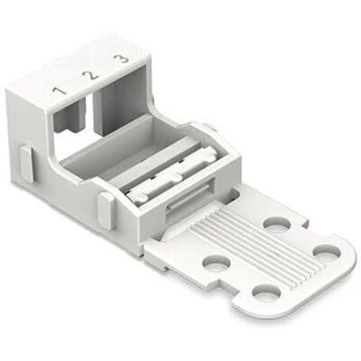 WAGO Adattatore di fissaggio per morsetti a 3 conduttori, serie 221-4 mm², con base di bloccaggio per montaggio in piedi, bianco WAGO Adattatore di fissaggio per morsetti a 3 conduttori, serie 221-4 mm², con base di bloccaggio per montaggio in piedi, bianco