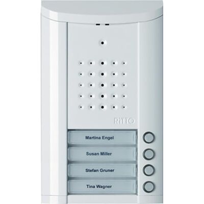 Schneider Electric Ritto Stazione porta Entravox, audio per casa familiare 4, citofono con illuminazione e tasti campanello, da parete, unità esterna, bianco, codice articolo Schneider Electric Ritto Stazione porta Entravox, audio per casa familiare 4, citofono con illuminazione e tasti campanello, da parete, unità esterna, bianco, codice articolo