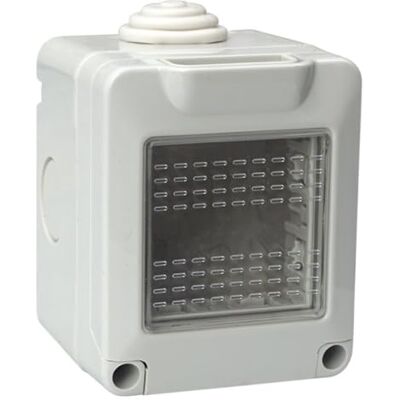 Electron Scatola a montaggio esterno con sportello, 2 Modulo/posto, Compatibile con Vimar Plana, IP55 per esterno, Grigio, Custodia, Contenitore da parete porta frutti, per interruttori/prese, idrobox Electron Scatola a montaggio esterno con sportello, 2 Modulo/posto, Compatibile con Vimar Plana, IP55 per esterno, Grigio, Custodia, Contenitore da parete porta frutti, per interruttori/prese, idrobox