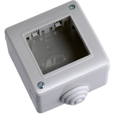 Electron Scatola a montaggio esterno, 2 Moduli/posti, Compatibile con BTicino Matix, IP40 per interno, Grigio, Custodia, Contenitore da parete porta frutti, per interruttori/prese, con passacavi Electron Scatola a montaggio esterno, 2 Moduli/posti, Compatibile con BTicino Matix, IP40 per interno, Grigio, Custodia, Contenitore da parete porta frutti, per interruttori/prese, con passacavi