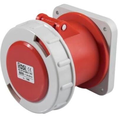 ROSI Presa industriale da incasso, 380V 400V 415V, 4 poli 3P+T, 63A, IP67, 100x100mm 1001368 ROSI Presa industriale da incasso, 380V 400V 415V, 4 poli 3P+T, 63A, IP67, 100x100mm 1001368