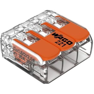 WAGO Compact Morsetti di collegamento, 3 poli, fino a 6 mm², connettori per cavi con leva per tutti i tipi di conduttori di tutto il mondo, sicurezza applicazioni confermata, 30 pezzi WAGO Compact Morsetti di collegamento, 3 poli, fino a 6 mm², connettori per cavi con leva per tutti i tipi di conduttori di tutto il mondo, sicurezza applicazioni confermata, 30 pezzi