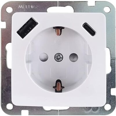 Unitec Monaco Presa USB A/C da incasso con connettore USB tipo A + C, con contatto di protezione, design di alta qualità, durevole, robusta, flessibile, per interni, ultra bianco Unitec Monaco Presa USB A/C da incasso con connettore USB tipo A + C, con contatto di protezione, design di alta qualità, durevole, robusta, flessibile, per interni, ultra bianco