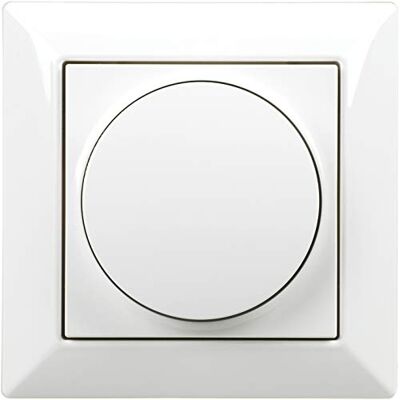 EHMANN Dimmer da Incasso con Coperchio, manopola, Piastra Centrale e Telaio (55x55), Taglio di Fase, 230 V, 50 Hz, Potenza: 60 – 600 W/VA, Bianco EHMANN Dimmer da Incasso con Coperchio, manopola, Piastra Centrale e Telaio (55x55), Taglio di Fase, 230 V, 50 Hz, Potenza: 60 – 600 W/VA, Bianco