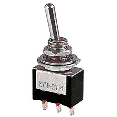 ELCART Deviatore unipolare a leva SPDT unipolare (ON)-OFF-(ON) con terminali a saldare, foro di montaggio diametro 6mm, 125V 6A ELCART Deviatore unipolare a leva SPDT unipolare (ON)-OFF-(ON) con terminali a saldare, foro di montaggio diametro 6mm, 125V 6A