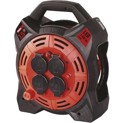 EMOS Avvolgicavo con faretto LED, scatola per cavi da esterni Schuko e faretto da 20 W, cavo in gomma in neoprene H07RN-F, IP44, impermeabile per esterni, 1600 lm, 4 prese EMOS Avvolgicavo con faretto LED, scatola per cavi da esterni Schuko e faretto da 20 W, cavo in gomma in neoprene H07RN-F, IP44, impermeabile per esterni, 1600 lm, 4 prese