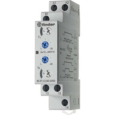 Finder Temporizzatori monofunzione con intermittenza asimmetrica multitensione Tipo 809102400000PAS Serie 80 Finder Temporizzatori monofunzione con intermittenza asimmetrica multitensione Tipo 809102400000PAS Serie 80