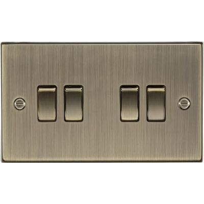 Knightsbridge 10AX 4G Interruttore a piastra a 2 vie, con bordo quadrato, in ottone anticato Knightsbridge 10AX 4G Interruttore a piastra a 2 vie, con bordo quadrato, in ottone anticato