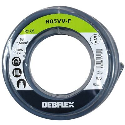 Cavo flessibile H05VV-F 3G 2,5mm² Grigio 5m DEBFLEX Cavo flessibile H05VV-F 3G 2,5mm² Grigio 5m DEBFLEX