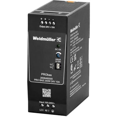 Weidmüller PRO BAS 240 W, 24 V, 10 A, alimentatore di rete (DIN Rail), contenuto 1 pezzo. Weidmüller PRO BAS 240 W, 24 V, 10 A, alimentatore di rete (DIN Rail), contenuto 1 pezzo.