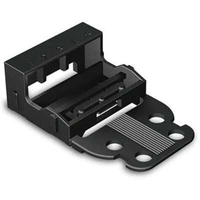 WAGO Adattatore di fissaggio per morsetti a 5 conduttori, serie 221-4 mm², con base di bloccaggio per il montaggio in posizione verticale, nero WAGO Adattatore di fissaggio per morsetti a 5 conduttori, serie 221-4 mm², con base di bloccaggio per il montaggio in posizione verticale, nero