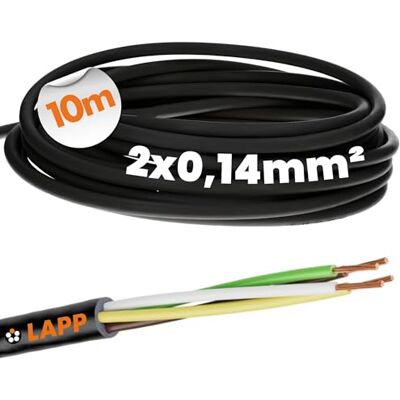 Lapp 1030200 LiYY Cavo di Controllo 10m, 2x0,14 mm² Nero, Linea Dati Cavo LED a 2 fili saldabile per modellismo e RC, trasmissione segnale analogico e digitale, rivestimento PVC resistente Lapp 1030200 LiYY Cavo di Controllo 10m, 2x0,14 mm² Nero, Linea Dati Cavo LED a 2 fili saldabile per modellismo e RC, trasmissione segnale analogico e digitale, rivestimento PVC resistente
