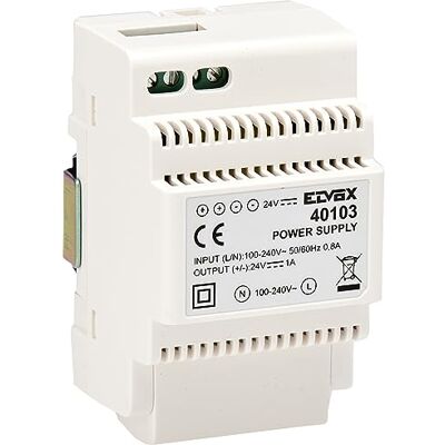 VIMAR Alimentatore per Videocitofono con Uscita 24 V, Alimentazione 100-240 V 50/60 Hz, Installazione su Guida DIN (60715 Th35), 3 Moduli, Bianco VIMAR Alimentatore per Videocitofono con Uscita 24 V, Alimentazione 100-240 V 50/60 Hz, Installazione su Guida DIN (60715 Th35), 3 Moduli, Bianco