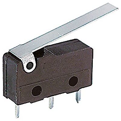 ELCART Deviatore finecorsa con leva 26mm, terminali per circuito stampato, 125V 3A ELCART Deviatore finecorsa con leva 26mm, terminali per circuito stampato, 125V 3A