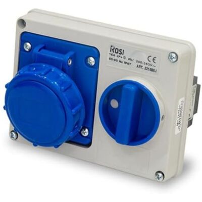 ROSI Presa interbloccata orizzontale con sezionatore interruttore, ad incasso, 220V 230V, 3 poli 2P+T, 16A, IP67 14.3216B6-I ROSI Presa interbloccata orizzontale con sezionatore interruttore, ad incasso, 220V 230V, 3 poli 2P+T, 16A, IP67 14.3216B6-I