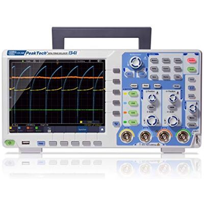 PeakTech Oscilloscopio a memoria a 4 canali, 100 MHz, max 1 GS/s con USB, interfaccia LAN e display a colori TFT da 8 pollici, modalità FFT e XY, DSO 18 W, 240 V PeakTech Oscilloscopio a memoria a 4 canali, 100 MHz, max 1 GS/s con USB, interfaccia LAN e display a colori TFT da 8 pollici, modalità FFT e XY, DSO 18 W, 240 V