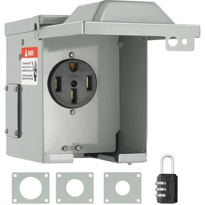 VEVOR Scatola di Presa Alimentazione per Camper 50 Ampere, 125/250 Volt, Scatola di Prese per Camper Chiusa a Chiave, Pannello Elettrico alle Intemperie NEMA 14-50R, Camper, Rimorchio, Auto Elettrica VEVOR Scatola di Presa Alimentazione per Camper 50 Ampere, 125/250 Volt, Scatola di Prese per Camper Chiusa a Chiave, Pannello Elettrico alle Intemperie NEMA 14-50R, Camper, Rimorchio, Auto Elettrica