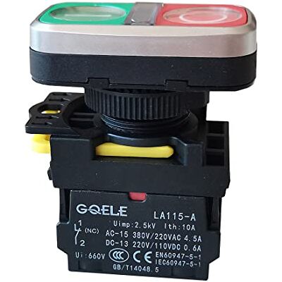 Generic LA115-A Interruttore a pulsante Interruttore di ripristino a due posizioni per apparecchiature industriali Rosso Verde con luci 1NO 1NC AC-15 380V/220VAC 4.5A DC-13 220V/110VDC 0.6A CCC CE Generic LA115-A Interruttore a pulsante Interruttore di ripristino a due posizioni per apparecchiature industriali Rosso Verde con luci 1NO 1NC AC-15 380V/220VAC 4.5A DC-13 220V/110VDC 0.6A CCC CE