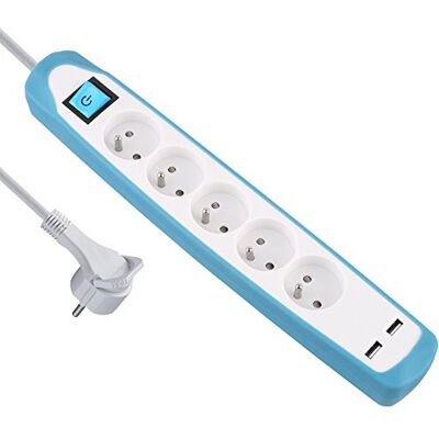 ELECTRALINE Gummy 35608 - Ciabatta multipresa con 5 prese, 2 USB, copertura in silicone - 2m ELECTRALINE Gummy 35608 - Ciabatta multipresa con 5 prese, 2 USB, copertura in silicone - 2m