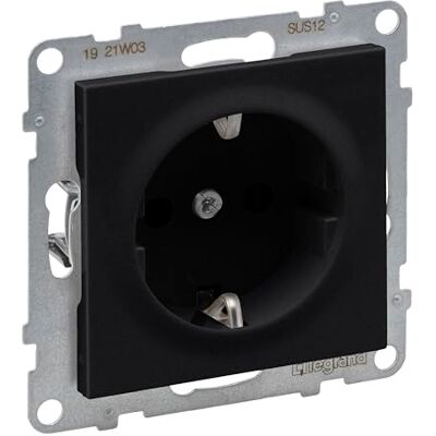 Legrand , SEANO Presa con contatto di protezione elevata, presa di giunzione, morsetti a innesto, 16 A, 250 V, colore: Nero laccato Legrand , SEANO Presa con contatto di protezione elevata, presa di giunzione, morsetti a innesto, 16 A, 250 V, colore: Nero laccato