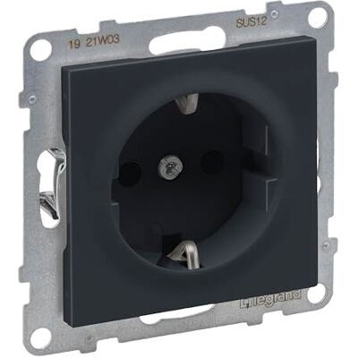 Legrand , SEANO Presa con contatto di protezione elevata, presa di giunzione, morsetti a innesto, 16 A, 250 V, colore: antracite laccato Legrand , SEANO Presa con contatto di protezione elevata, presa di giunzione, morsetti a innesto, 16 A, 250 V, colore: antracite laccato