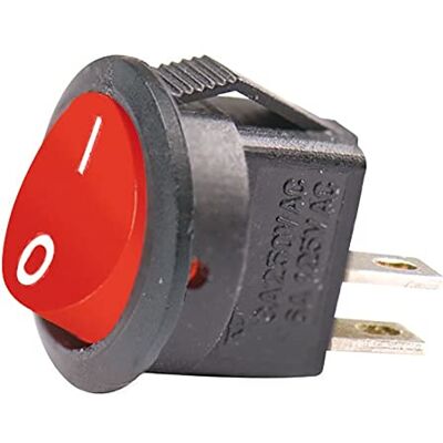 ELCART Interruttore unipolare a bilanciere SPST unipolare ON-OFF con tasto rosso e con terminali a saldare, foro di montaggio diametro 14mm, 250V 3A ELCART Interruttore unipolare a bilanciere SPST unipolare ON-OFF con tasto rosso e con terminali a saldare, foro di montaggio diametro 14mm, 250V 3A