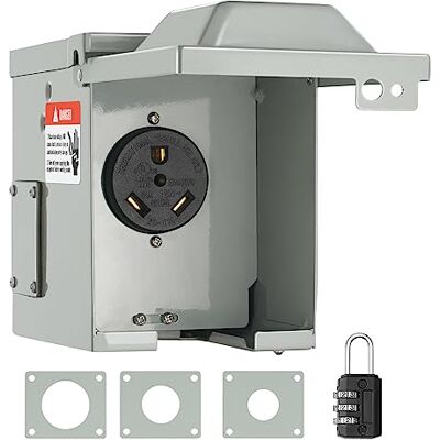 VEVOR Scatola di Presa Alimentazione per Camper 30 Ampere, 125/250 Volt, Scatola di Prese per Camper Chiusa a Chiave, Pannello Elettrico alle Intemperie NEMA TT-30R, Camper, Rimorchio, Auto Elettrica VEVOR Scatola di Presa Alimentazione per Camper 30 Ampere, 125/250 Volt, Scatola di Prese per Camper Chiusa a Chiave, Pannello Elettrico alle Intemperie NEMA TT-30R, Camper, Rimorchio, Auto Elettrica